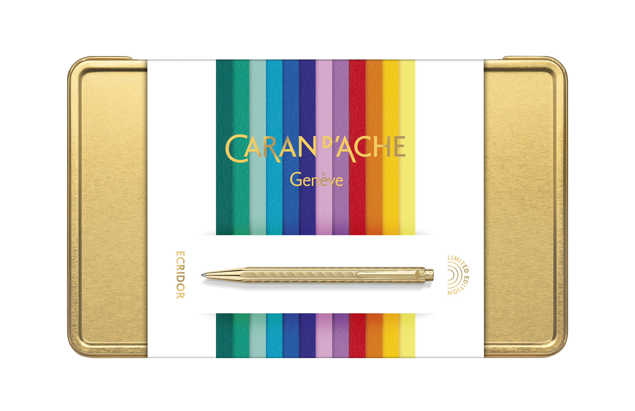 Image of Kulspetspenna Caran d´Ache Ecridor Sunlight set ballpoint pen and leather case Christmas 2022 890022 7630002351034