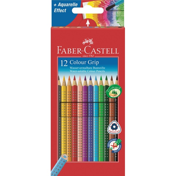Image of Akvarellpennset Faber-Castell Grip 2001 Set 12 pennor (5F) 112412 4005401124122