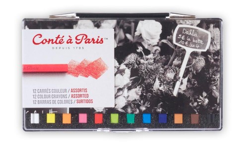 Image of Pastellkrita Conté á Paris Carre Colour Plastic Box of 12 Assortment 50128 646217501284