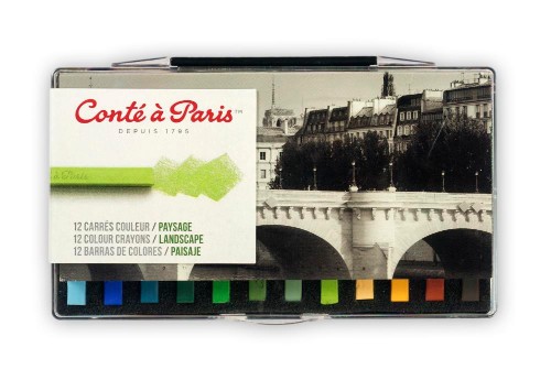 Image of Pastellkrita Conté á Paris Carre Colour Plastic Box of 12 LandsConté á Parise 50130 646217501307