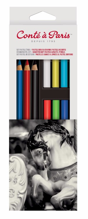 Image of Pastellkrita Conté á Paris Carre Colour Studio Set of 12 Carres+3 Pencil Pastel+Acc 50177 646217501772