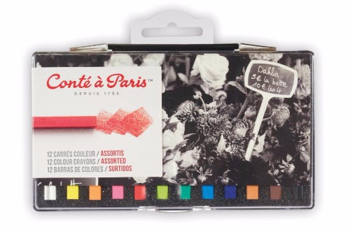 Image of Pastellkrita Conté á Paris Carre Colour Plastic Box of 12 Assort Hk 50244 646217502441