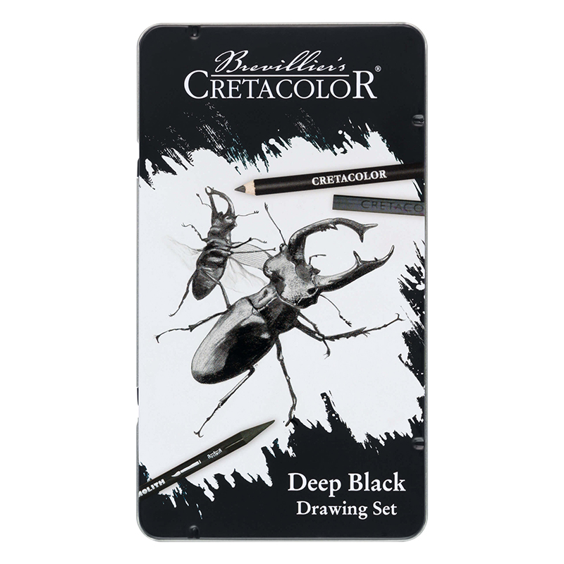 Image of Blyertspennset Cretacolor DEEP BLACK Drawing Set, tin box, 10 pcs 40009 9014400337520