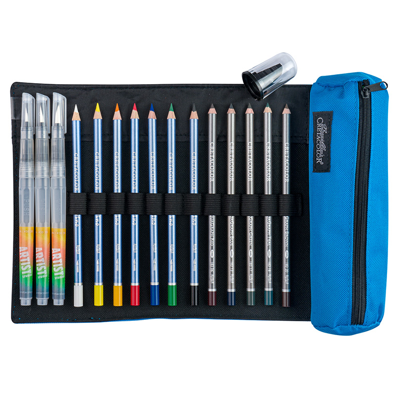 Image of Pennset Cretacolor Pencil Wrap set Aqua 15 delar 40071 9014400334611