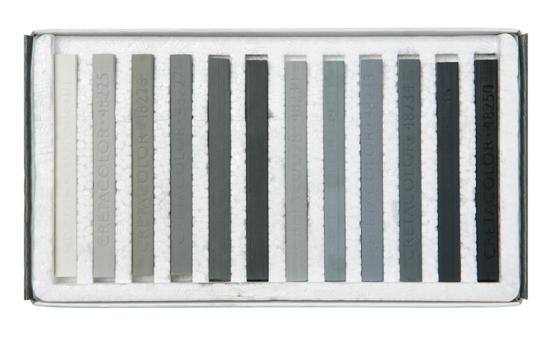 Image of PastellKritset Cretacolor Set med 12st kritor. Gråskala. 48512 9002592485129
