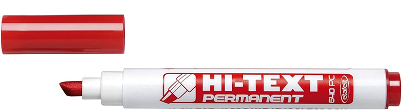 Image of Märkpenna HI-TEXT 640 Permanent Chisel Tip Red 12-p 1001743 8008621001743