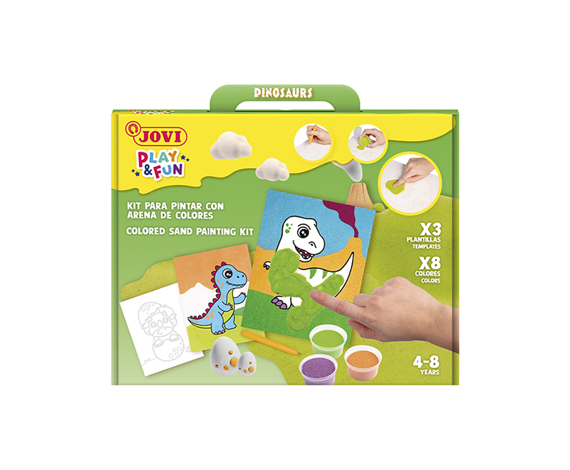 Image of Pysselset Jovi PLAY & FUN - Sand Painting Kit - DINOSAURS 2106 7035132 8412027035132