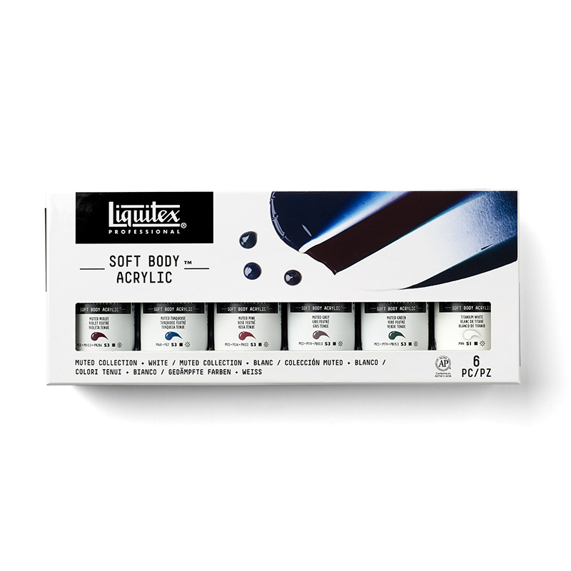 Image of Akrylfärgset Liquitex Soft Body 6x59ml Set - Muted Collection + White 3699331 887452030577