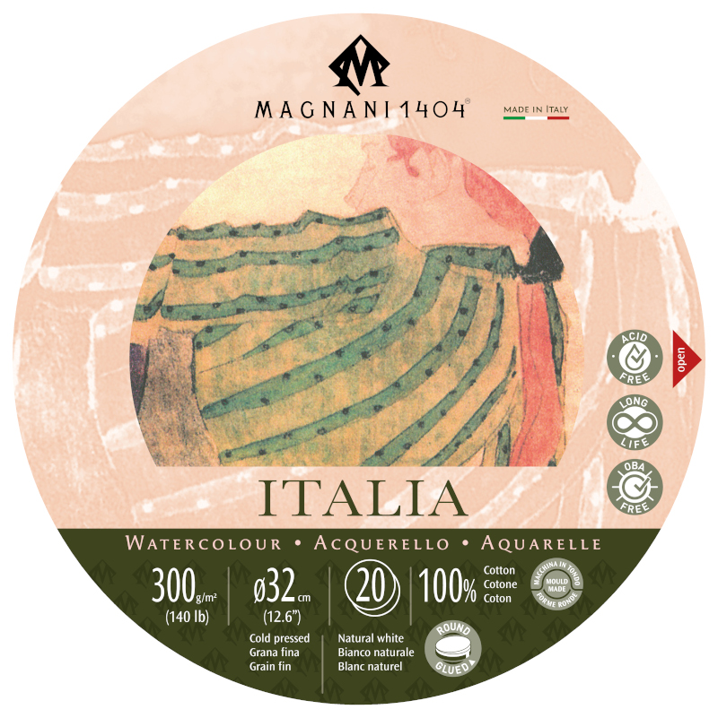 Image of Akvarellblock Magnani 1404 Italia DS 300g GF Rund 32cm 20ark 50200032 8001348222439