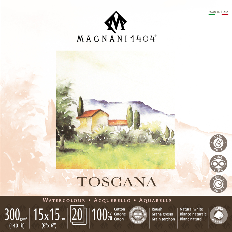 Image of Akvarellblock Magnani 1404 Toscana 300g GG 15x15cm 20ark 50601515 8001348222781
