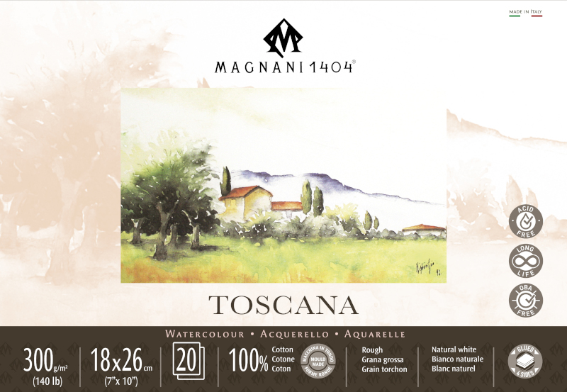 Image of Akvarellblock Magnani 1404 Toscana 300g GG 18x26cm 20ark 50601826 8001348222651