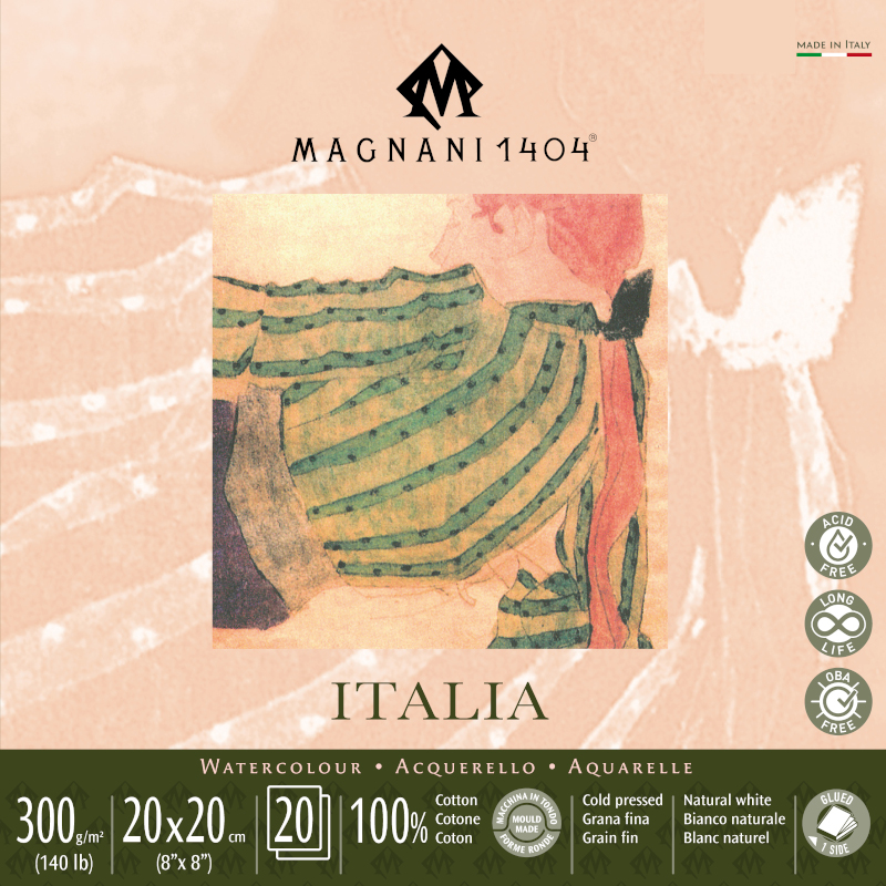 Image of Akvarellblock Magnani 1404 Italia 300g GF 20x20cm 20ark 50502020 8001348222460