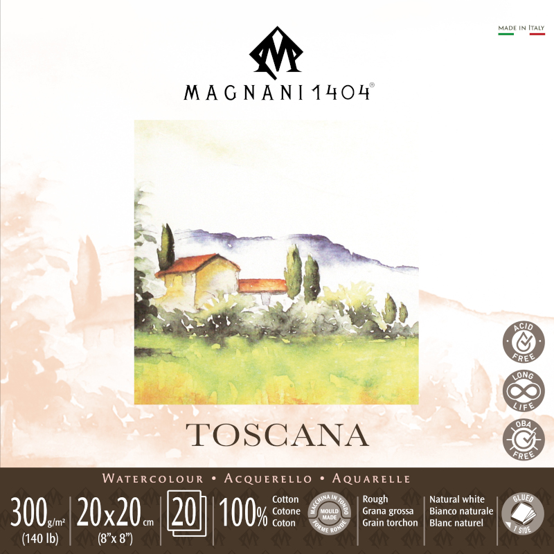 Image of Akvarellblock Magnani 1404 Toscana 300g GG 20x20cm 20ark 50602020 8001348222767