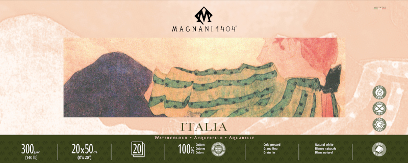 Image of Akvarellblock Magnani 1404 Italia 300g GF 20x50cm 20ark 50502050 8001348222453
