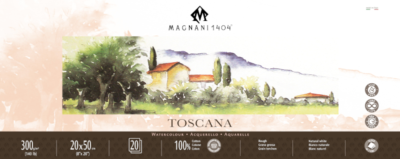Image of Akvarellblock Magnani 1404 Toscana 300g GG 20x50cm 20ark 50602050 8001348222750