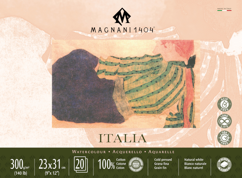 Image of Akvarellblock Magnani 1404 Italia 300g GF 23x31cm 20ark 50502331 8001348222361
