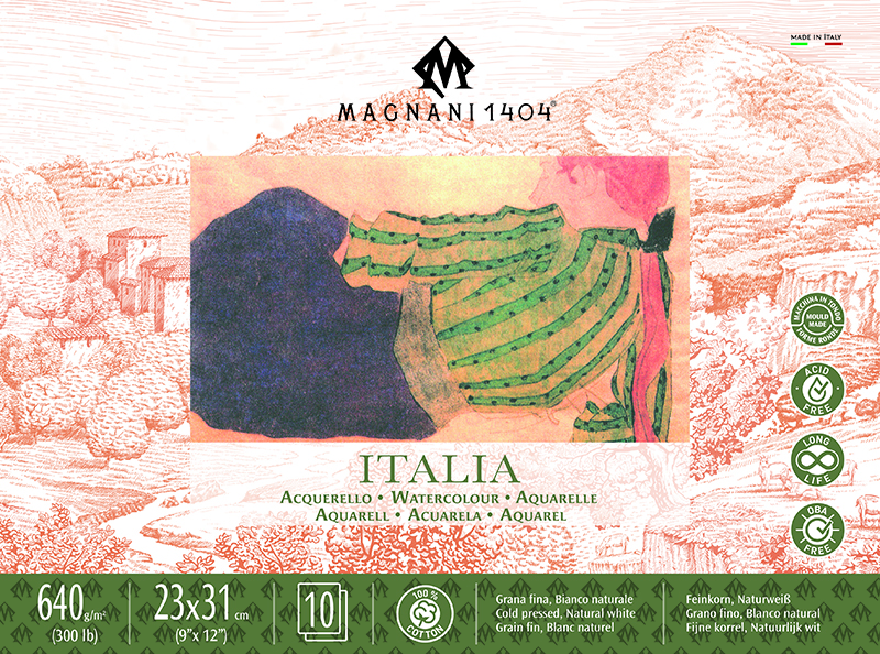 Image of Akvarellblock Magnani 1404 Italia 23X31 640G CP 10 ark 50512331 8001348222408