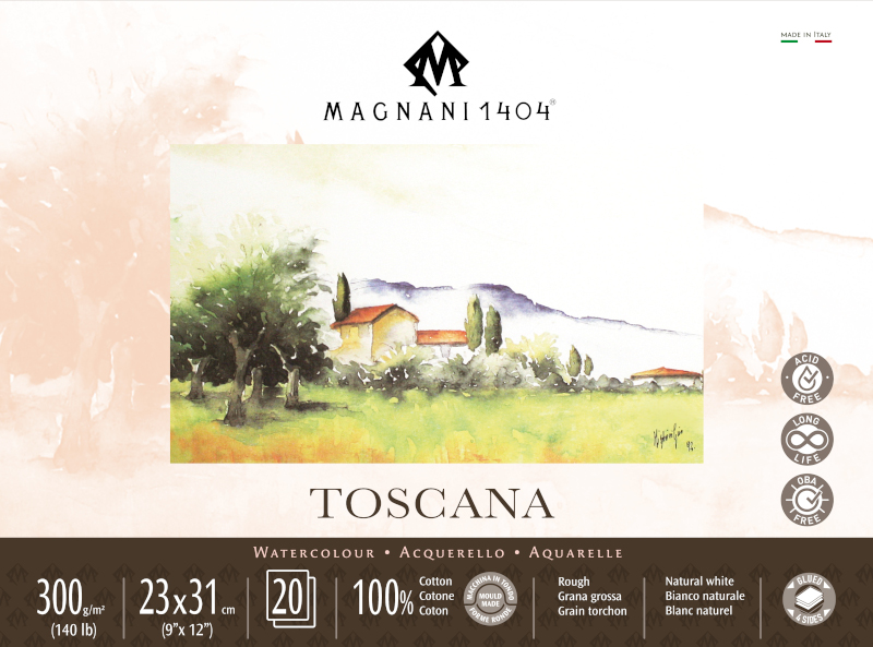 Image of Akvarellblock Magnani 1404 Toscana 300g GG 23x31cm 20ark 50602331 8001348222668