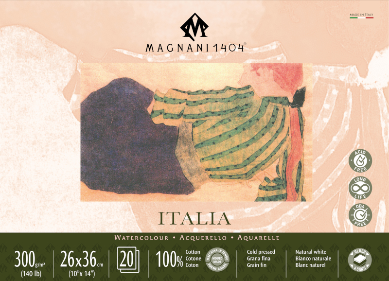 Image of Akvarellblock Magnani 1404 Italia 26X36 300G CP 20 ark 50502636 8001348222378