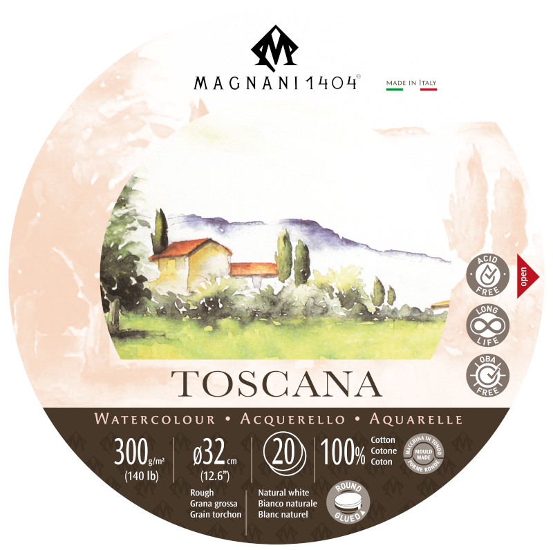 Image of Akvarellblock Magnani 1404 Toscana DS 300g GG Rund 32cm 20ark 50300032 8001348222736