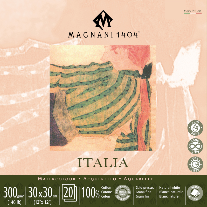Image of Akvarellblock Magnani 1404 Italia 300g GF 30x30cm 20ark 50503030 8001348222477