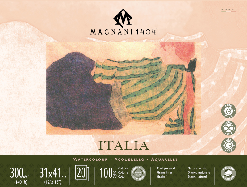 Image of Akvarellblock Magnani 1404 Italia 300g GF 31x41cm 20ark 50503141 8001348222385