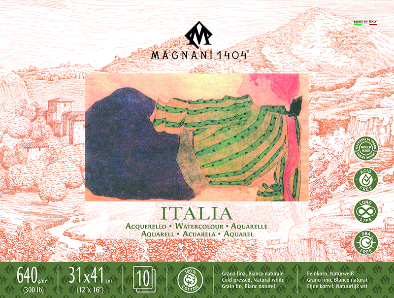 Image of Akvarellblock Magnani 1404 Italia 31X41 640G CP 10 ark 50513141 8001348222415