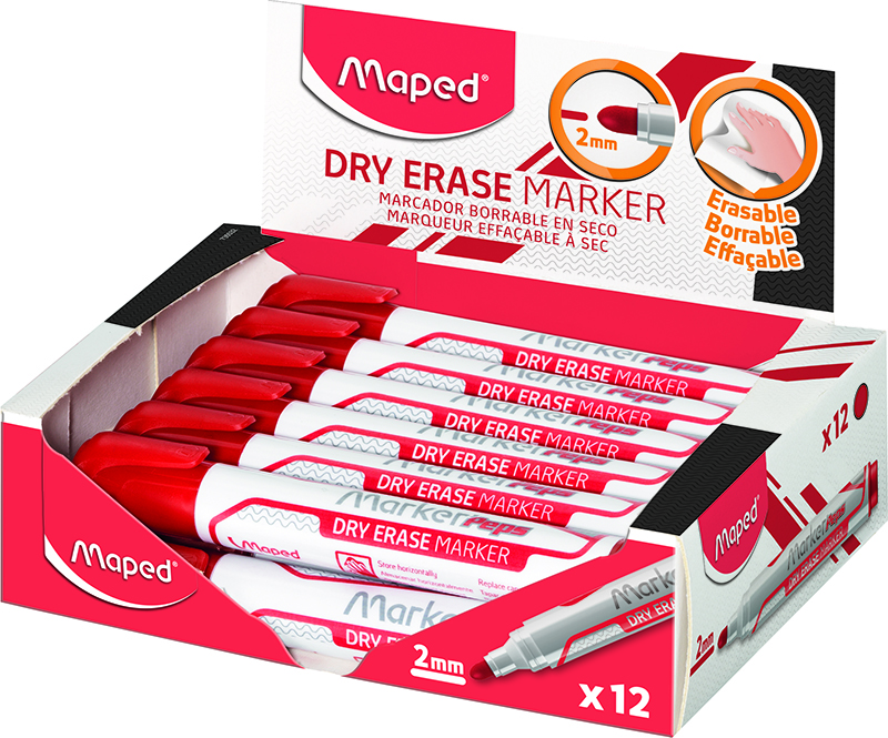 Image of Whiteboardpenna Maped Bullet 2mm Red (12F) 735032 3154147350324