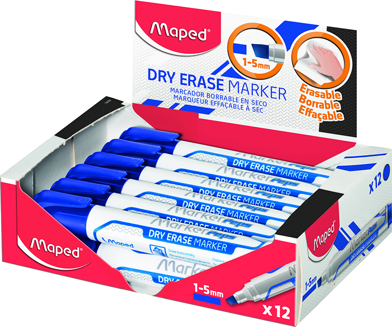 Image of Whiteboardpenna Maped Chisel 1-5mm Blue (12F) 735530M 3154147355305