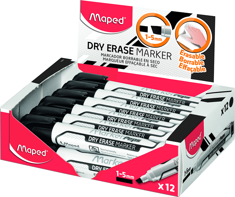 Image of Whiteboardpenna Maped Chisel 1-5mm Black (12F) 735531 3154147355312