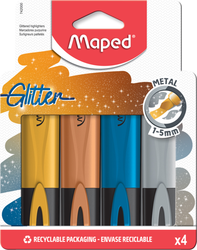 Image of MAPED HIGHLIGHTER GLITTER METAL X4 POUCH 742000 3154147420003