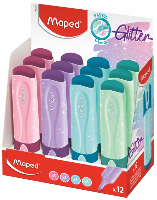 Image of Överstrykningspenna Maped Glitterpennor Pastel, Display x1 (12F) 742038 3154147420386
