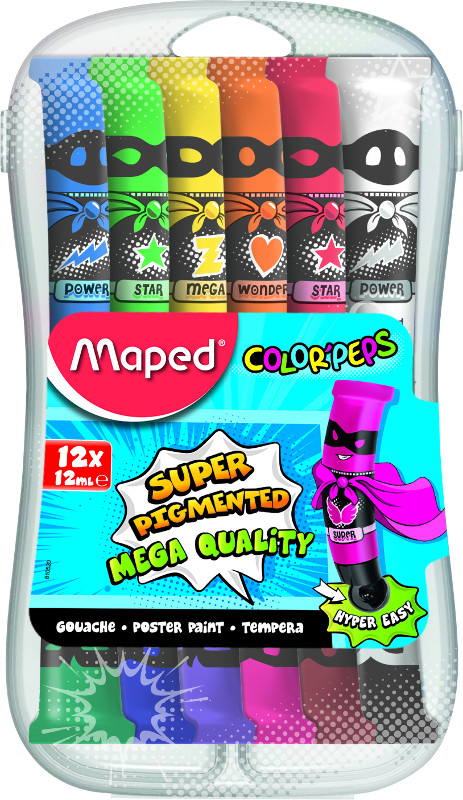 Image of Barnfärg Maped color' peps gouache tubes 12x12ml (10F) 810520 3154148105206