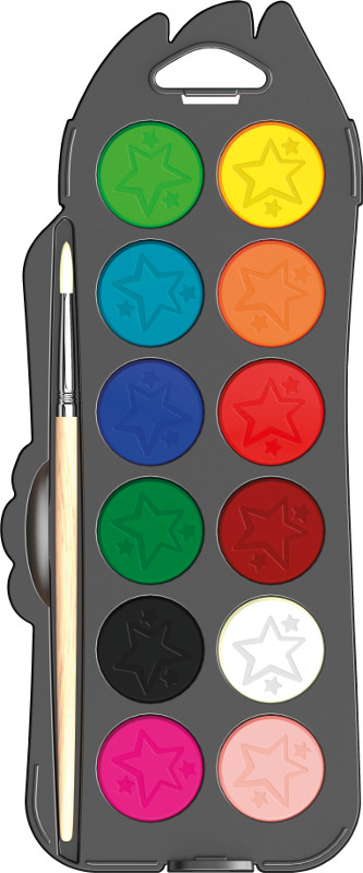 Image of Barnfärg Maped color' peps watercoloured tablets 30mm x12 + brush (10F) 811520 3154148115205
