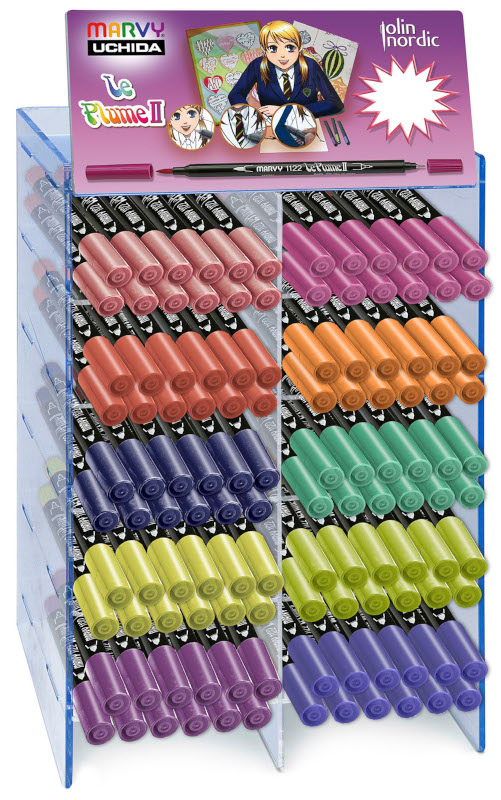 Image of Ställ Marvy Le Plume II Fiberpenna Ljusa färger Display x120 998254 Paket