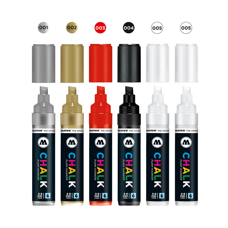 Image of Chalk Markerset Molotow 4-8mm Basic set 6pennor 200474 4250397623177