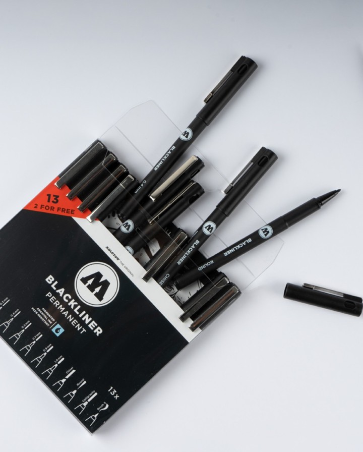 Image of Fineliner Molotow N Y Basic Blackliner Complete set 13pcs 200495 4250397664255
