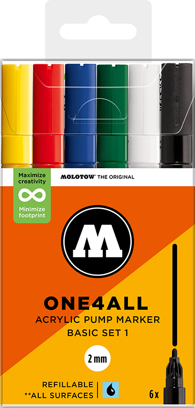 Image of Akrylmarkerset Molotow ONE4ALL 127HS Basic 6-Set 1 200810 4250397674117