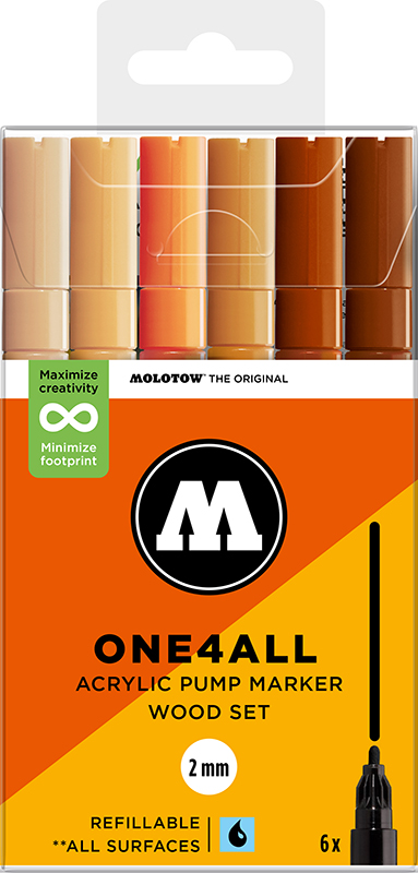 Image of Akrylmarkerset Molotow ONE4ALL 127HS Wood Set 200817 4250397674186