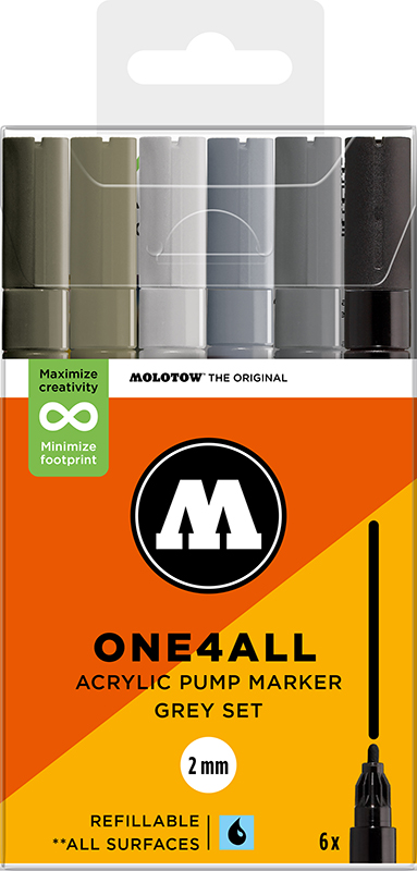 Image of Akrylmarkerset Molotow ONE4ALL 127HS Grey Set 200818 4250397674193