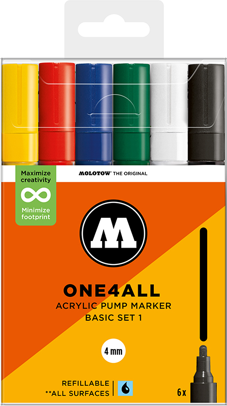 Image of Akrylmarkerset Molotow ONE4ALL 227HS Basic Set 1 200830 4250397674377