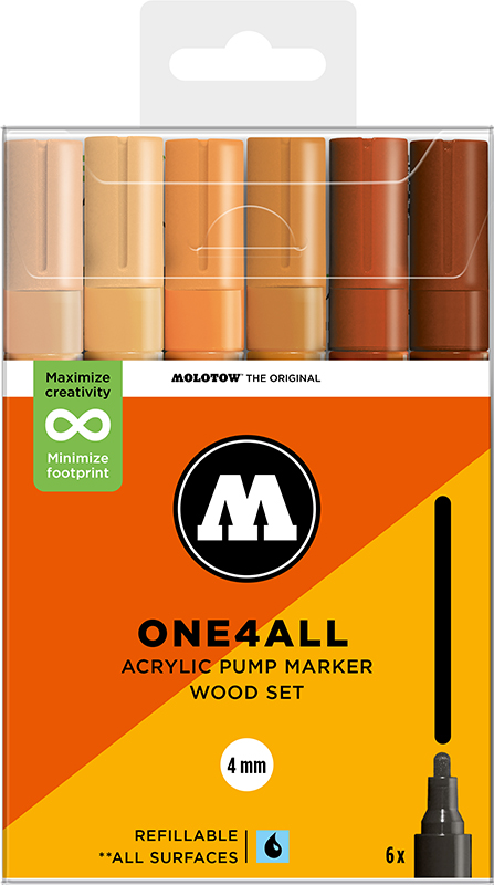 Image of Akrylmarkerset Molotow ONE4ALL 227HS Wood Set 200837 4250397674445