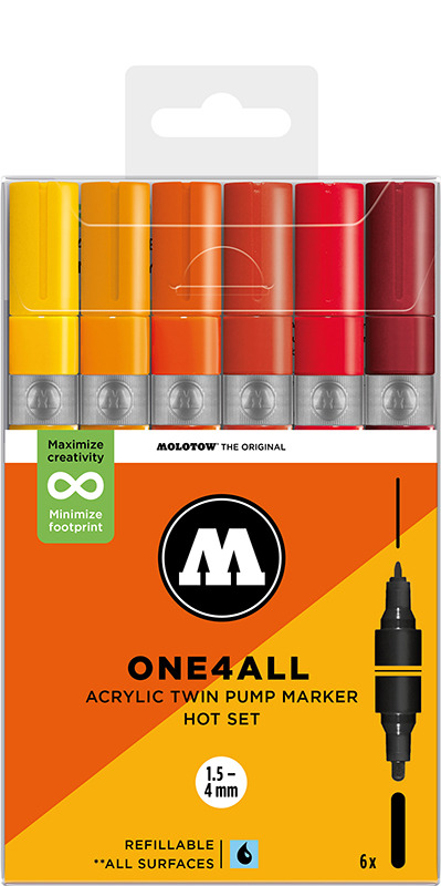 Image of Akrylmarkerset Molotow ONE4ALL  Acrylic Twin Hot Set 200851 4250397674643