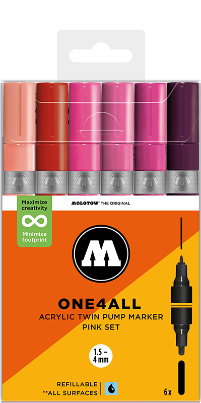 Image of Akrylmarkerset Molotow ONE4ALL  Acrylic Twin Pink Set 200852 4250397674650