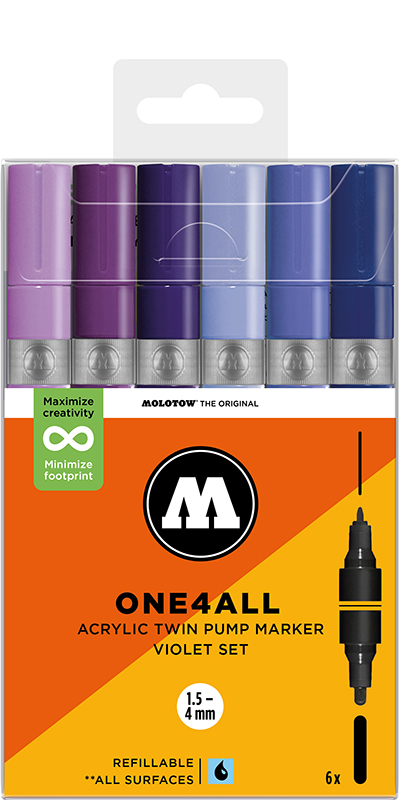 Image of Akrylmarkerset Molotow ONE4ALL  Acrylic Twin Violet Set 200853 4250397674667