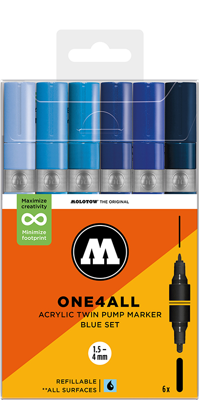 Image of Akrylmarkerset Molotow ONE4ALL  Acrylic Twin Blue Set 200854 4250397674674