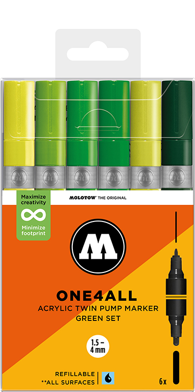 Image of Akrylmarkerset Molotow ONE4ALL  Acrylic Twin Green Set 200856 4250397674698