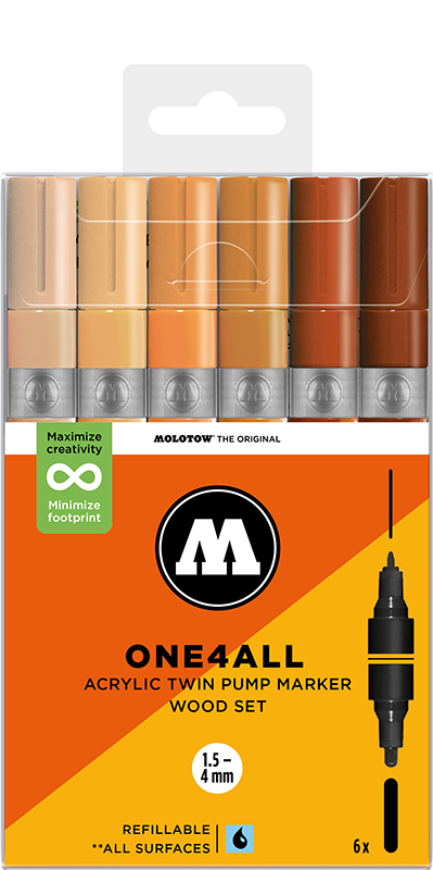 Image of Akrylmarkerset Molotow ONE4ALL  Acrylic Twin Wood Set 200857 4250397674704