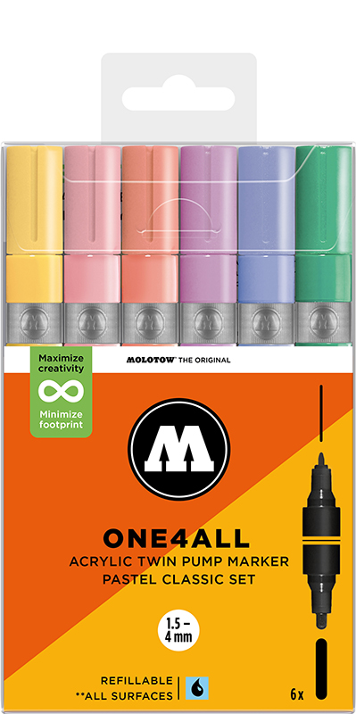 Image of Akrylmarkerset Molotow ONE4ALL  Acrylic Twin Pastel Classic Set 200859 4250397674728