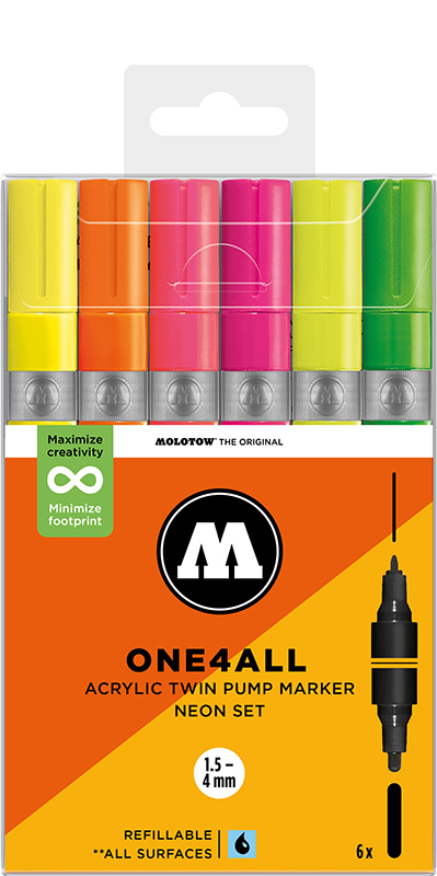 Image of Akrylmarkerset Molotow ONE4ALL  Acrylic Twin Neon Set 200861 4250397674742
